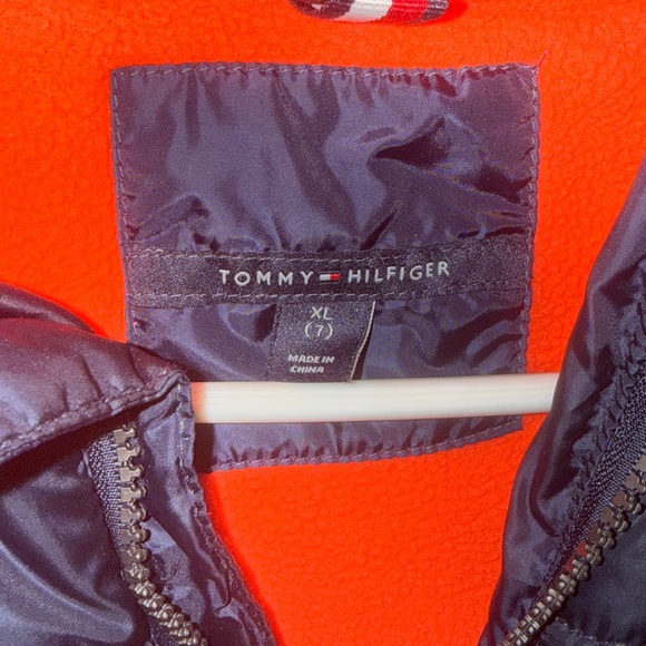 Tommy Hilfiger Navy and Orange Kids Puffer Jacket - Picture 3 of 6